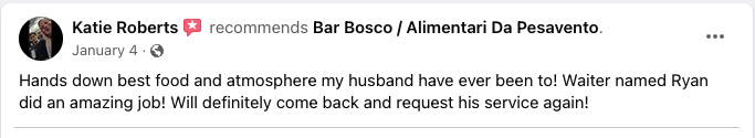 Facebook Reviews Bar Bosco Alimentari Terre Haute